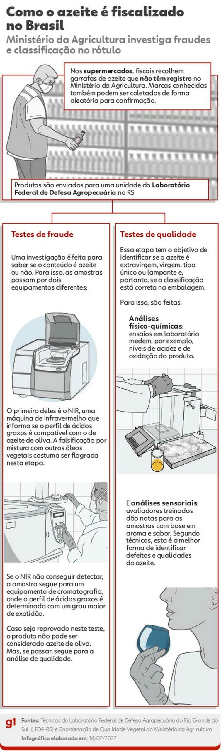 Passo a passo de como o azeite é fiscalizado — Foto: Arte/g1