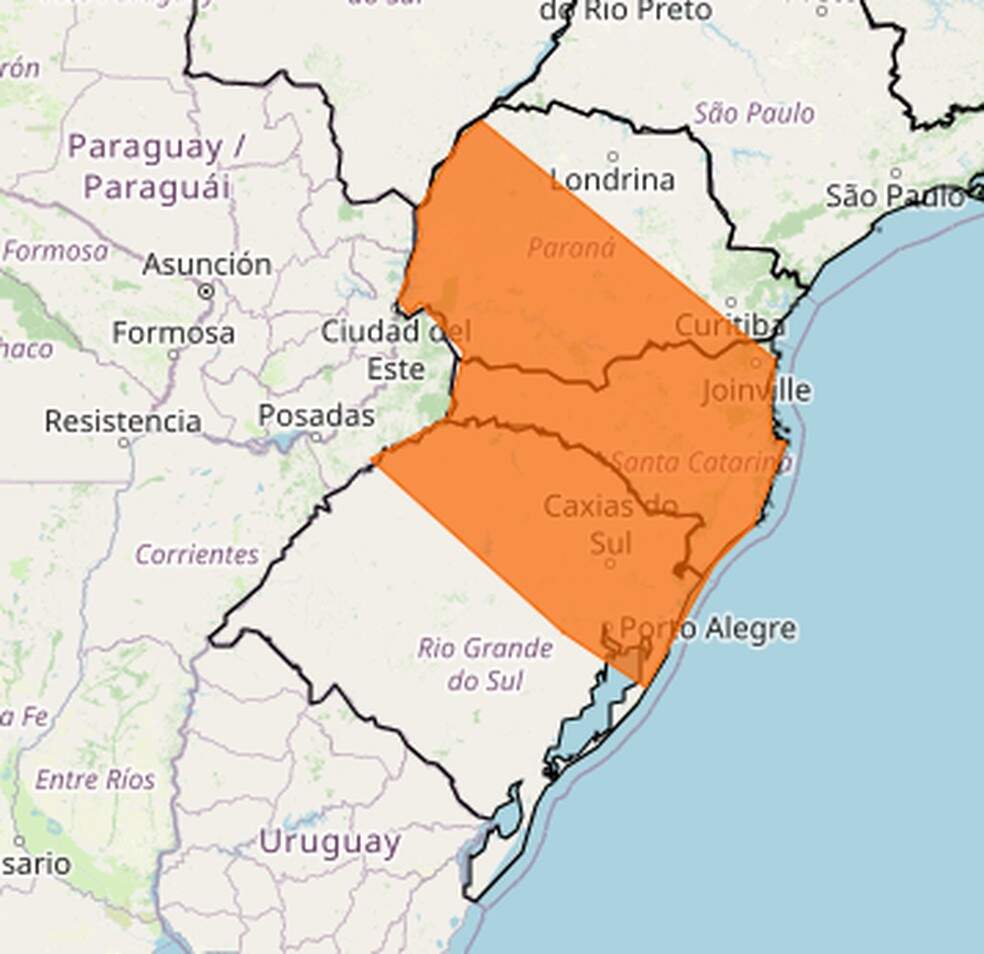 Estados do Sul devem ter chuva forte nesta sexta-feira (24). — Foto: Inmet