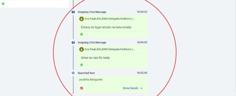Por mensagem, Renê afirmou que estava no lugar errado e na hora errada — Foto: Reprodução